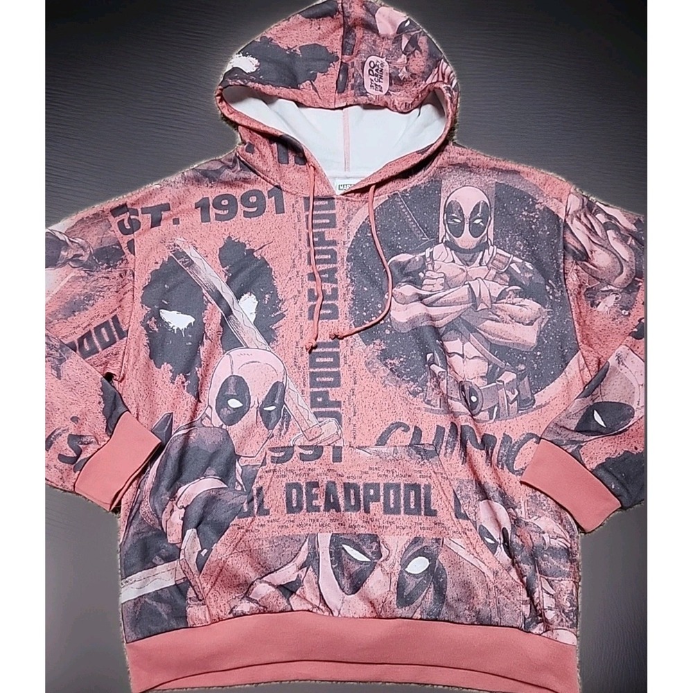 Deadpool Graphic Pullover Hoodie Sweatshirt Large Lightweight NWT